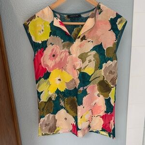 Lafayette 148 New York Floral Blouse - Pink, Yellow, Green